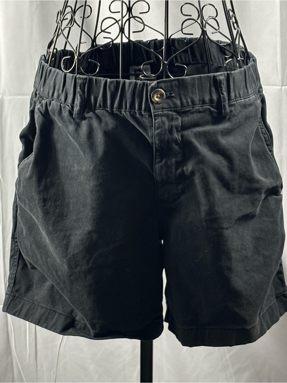 Women's High-Waist Black Shorts with Elastic Back Waistband